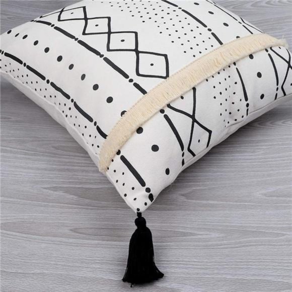 Boho Throw Pillow Covers 18x18 Inch Set of 4 Modern Farmhouse Neutral Decor - Picture 7 of 14